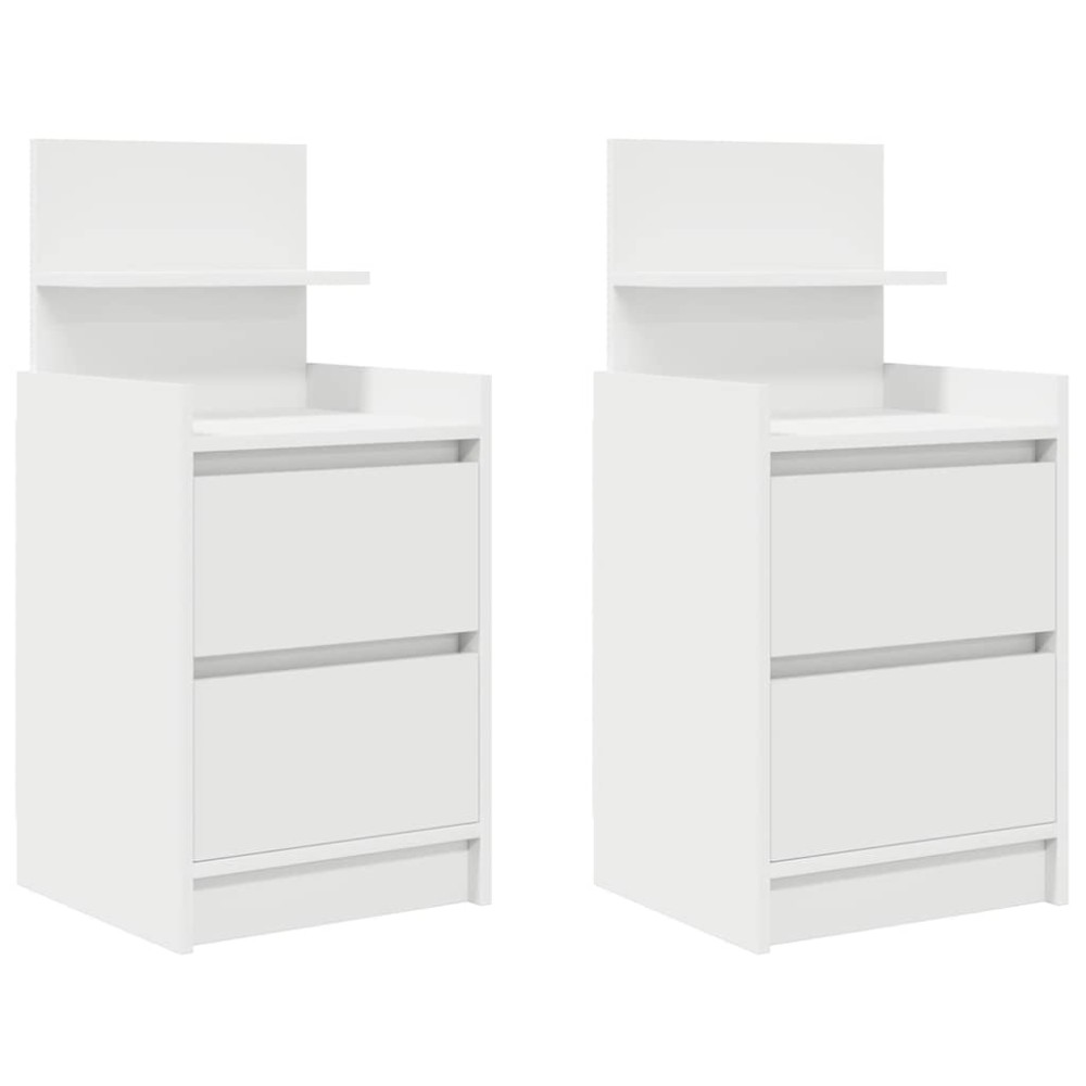 vidaXL Noptiere cu 2 sertare 2 buc Alb 38x34x80 cm