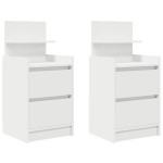 vidaXL Noptiere cu 2 sertare 2 buc Alb 38x34x80 cm