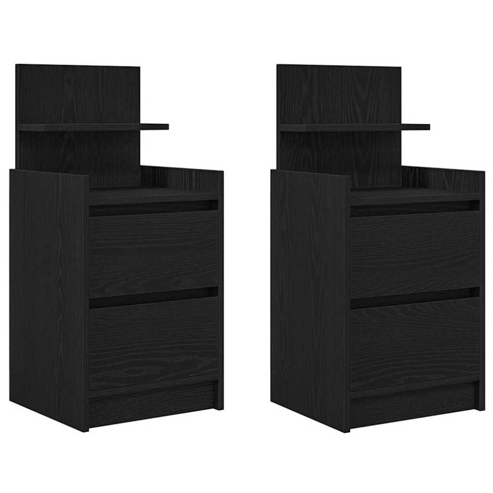 vidaXL Noptiere cu 2 sertare 2 buc Negru 38x34x80 cm