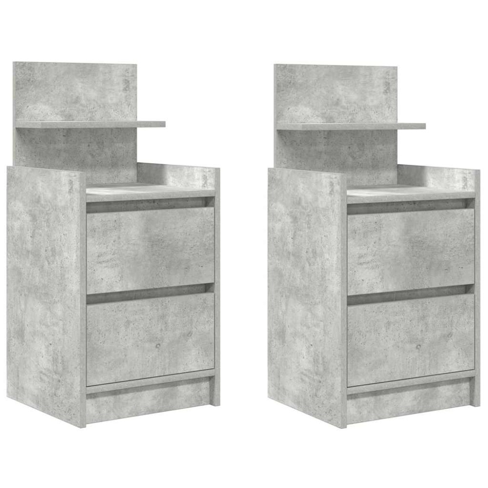 vidaXL Noptiere cu 2 sertare 2 buc Beton Gri 38x34x80 cm