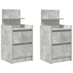 vidaXL Noptiere cu 2 sertare 2 buc Beton Gri 38x34x80 cm