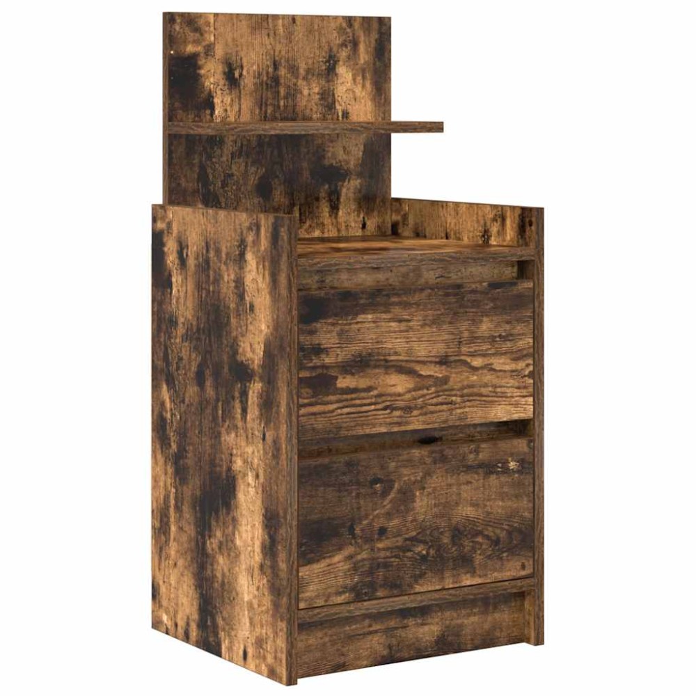 vidaXL Noptiera cu 2 sertare stejar afumat 38x34x80 cm
