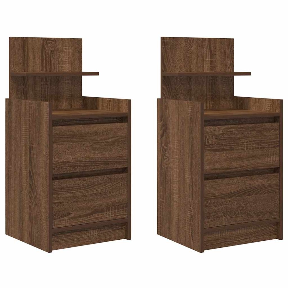 vidaXL Noptiere cu 2 sertare 2 buc Stejar maro 38x34x80 cm