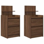 vidaXL Noptiere cu 2 sertare 2 buc Stejar maro 38x34x80 cm