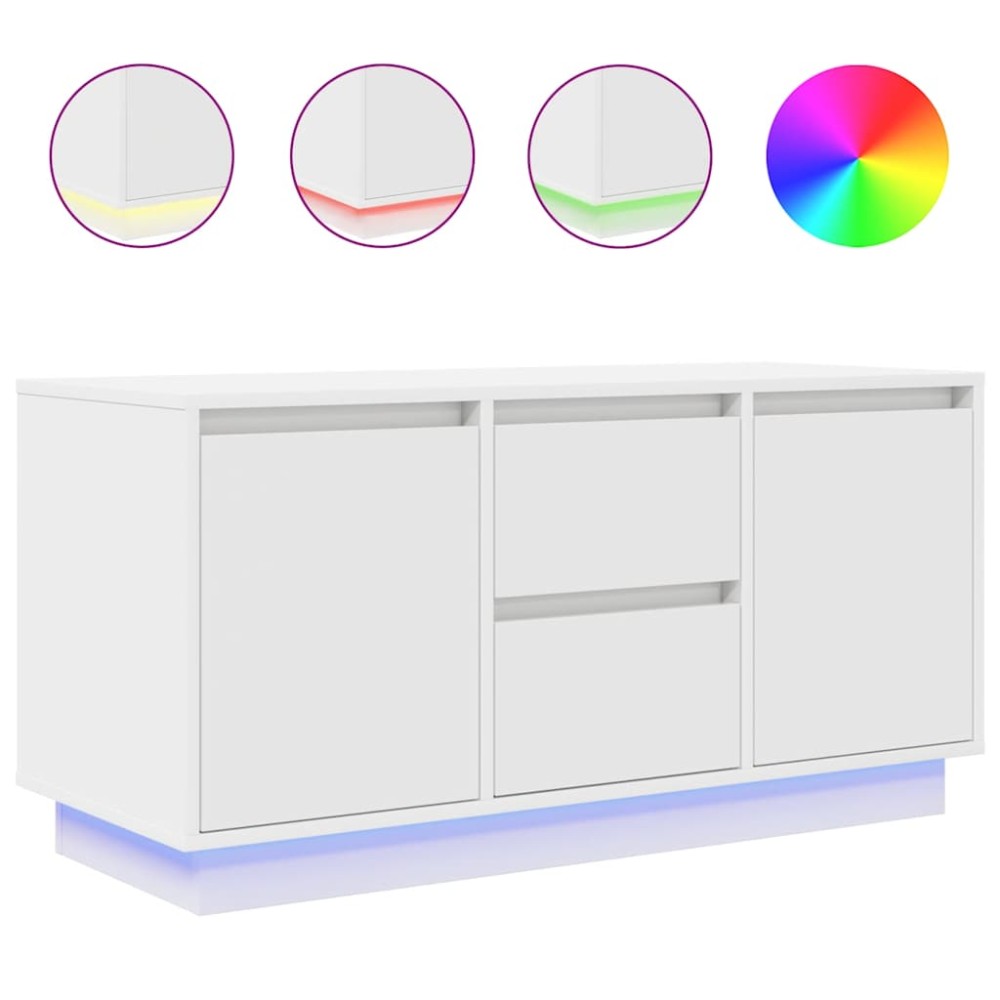 vidaXL Dulap TV cu lumini LED alb 100x41x50 cm