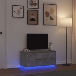 vidaXL Comodă TV cu lumini LED, gri beton, 100x41x50 cm vidaXL Comodă TV cu lumini LED, gri beton, 100x41x50 cm