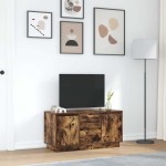 vidaXL Comodă TV cu lumini LED, stejar fumuriu, 100x41x50 cm