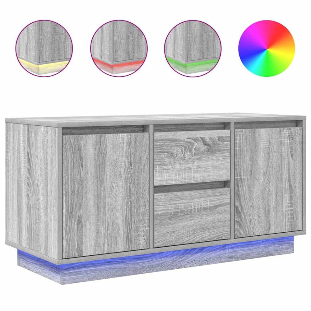 vidaXL Comodă TV cu lumini LED, gri sonoma, 100x41x50 cm