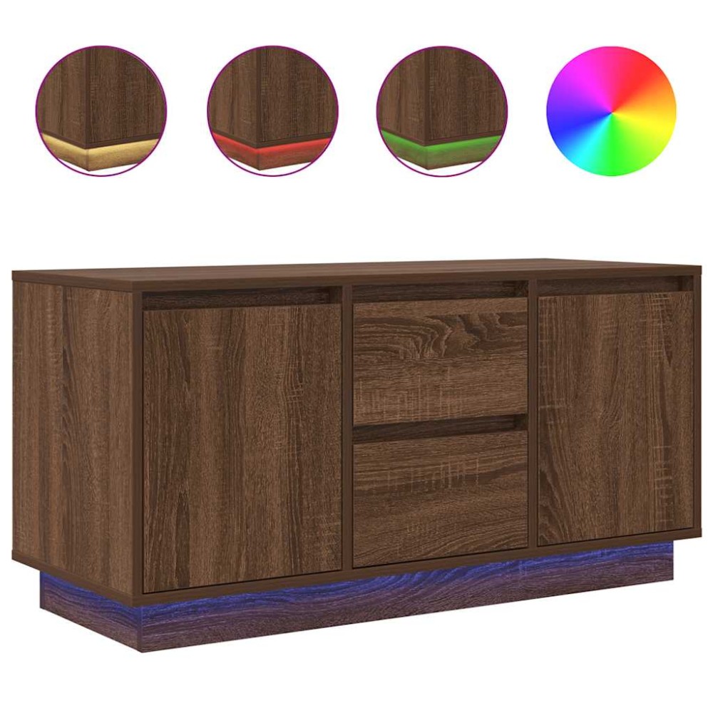 vidaXL Comodă TV cu lumini LED, stejar maro, 100x41x50 cm