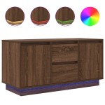 vidaXL Comodă TV cu lumini LED, stejar maro, 100x41x50 cm