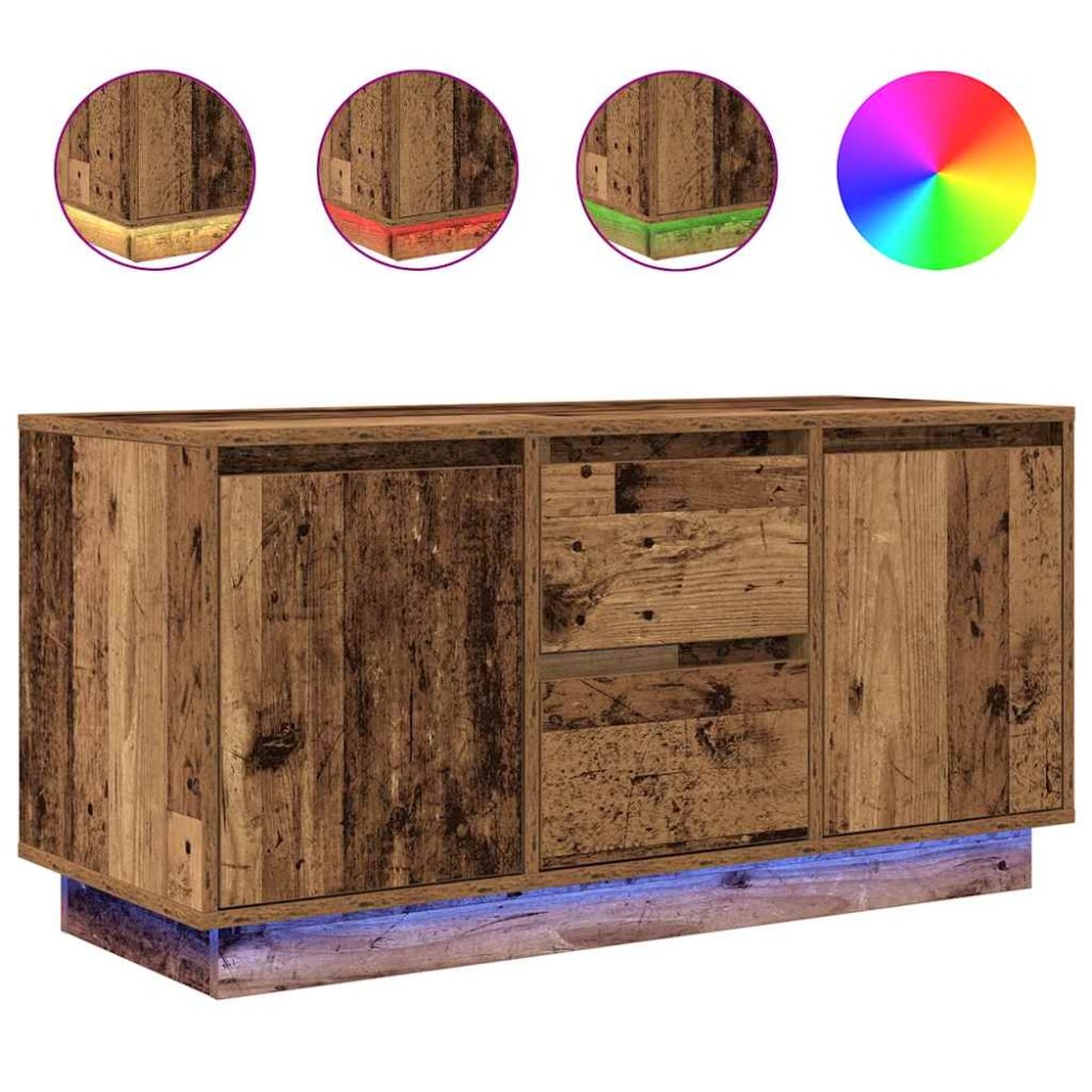 vidaXL Dulap TV cu lumini LED, lemn vechi, 100x41x50 cm