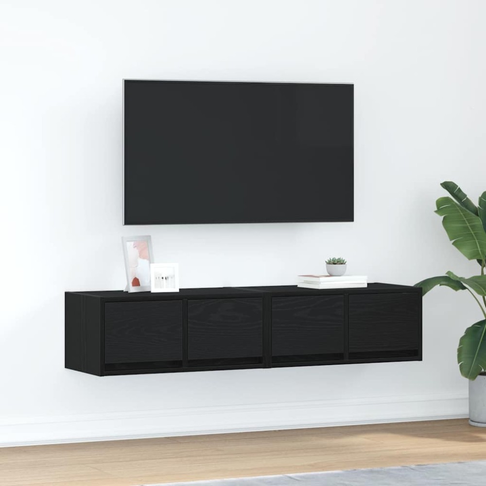 vidaXL Dulapuri TV 2 buc stejar negru 60x31x25,5 cm lemn prelucrat
