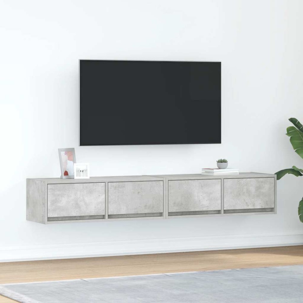 vidaXL Dulapuri TV 2 buc Beton Gri 80x31x25,5 cm Lemn prelucrat
