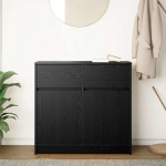 vidaXL Bufetă cu sertar Stejar negru 80x34x76 cm Lemn prelucrat