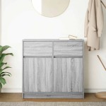 vidaXL Bufetă cu sertar Gri Sonoma 80x34x76 cm Lemn prelucrat