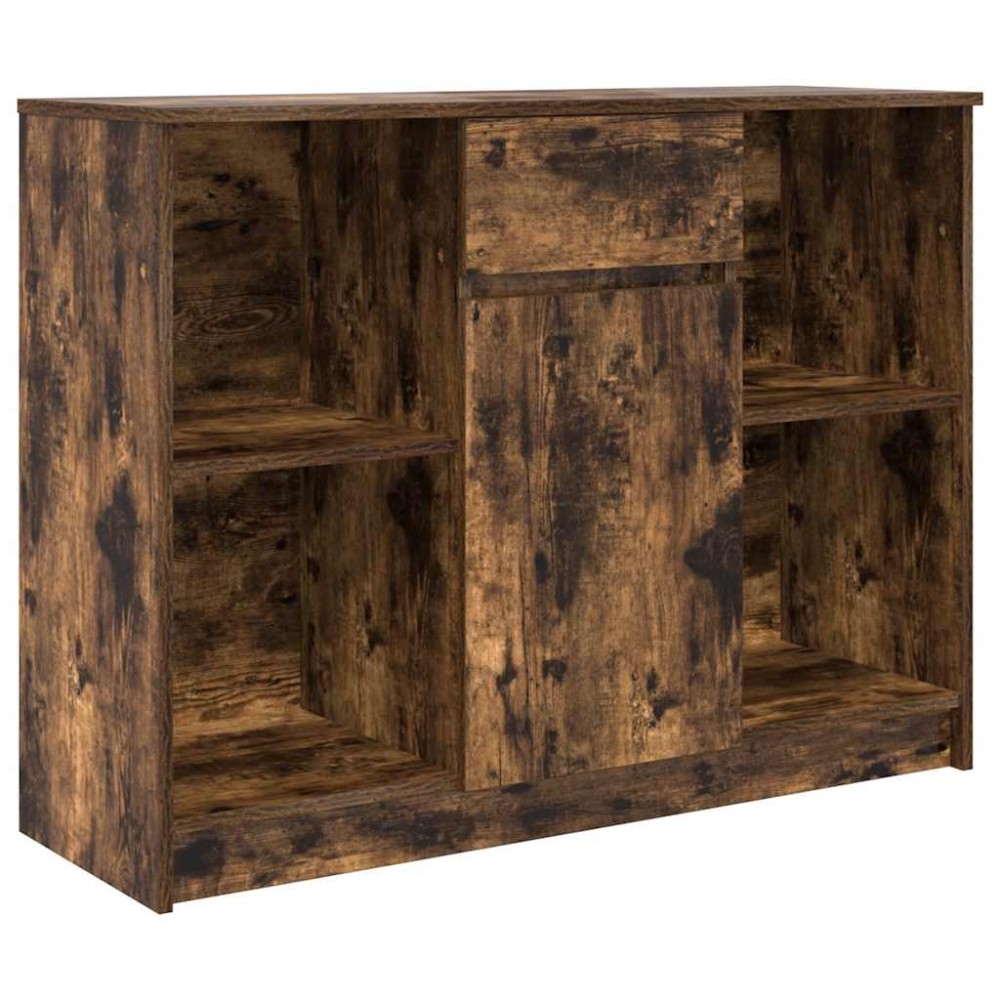 vidaXL Bufetă cu sertar stejar afumat 101x35x76 cm lemn de stratificat