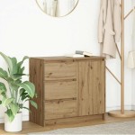 vidaXL Bufetă cu sertar Artisan Stejar 71x35x65 cm lemn prelucrat vidaXL Bufetă cu sertar Artisan Stejar 71x35x65 cm lemn prelucrat