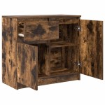 vidaXL Bufetă cu sertar stejar afumat 71x35x65 cm lemn de stratificat vidaXL Bufetă cu sertar stejar afumat 71x35x65 cm lemn de stratificat