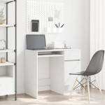 vidaXL Birou alb 86x49x76 cm lemn prelucrat vidaXL Birou alb 86x49x76 cm lemn prelucrat