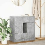 vidaXL Bufetă cu sertare și uși Gri beton 70,5x34x74,5 cm vidaXL Bufetă cu sertare și uși Gri beton 70,5x34x74,5 cm