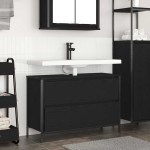 vidaXL Dulap pentru baie cu sertare Stejar negru 90x34,5x60 cm vidaXL Dulap pentru baie cu sertare Stejar negru 90x34,5x60 cm
