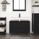 vidaXL Dulap pentru baie cu sertare Stejar negru 90x34,5x60 cm vidaXL Dulap pentru baie cu sertare Stejar negru 90x34,5x60 cm