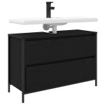 vidaXL Dulap pentru baie cu sertare Stejar negru 90x34,5x60 cm vidaXL Dulap pentru baie cu sertare Stejar negru 90x34,5x60 cm