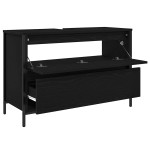 vidaXL Dulap pentru baie cu sertare Stejar negru 90x34,5x60 cm vidaXL Dulap pentru baie cu sertare Stejar negru 90x34,5x60 cm