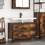 vidaXL Dulap pentru baie cu sertare stejar afumat 90x34,5x60 cm vidaXL Dulap pentru baie cu sertare stejar afumat 90x34,5x60 cm