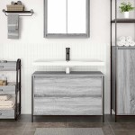 vidaXL Dulap pentru baie cu sertare Gri Sonoma 90x34,5x60 cm vidaXL Dulap pentru baie cu sertare Gri Sonoma 90x34,5x60 cm
