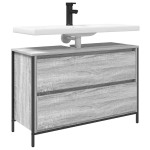 vidaXL Dulap pentru baie cu sertare Gri Sonoma 90x34,5x60 cm vidaXL Dulap pentru baie cu sertare Gri Sonoma 90x34,5x60 cm