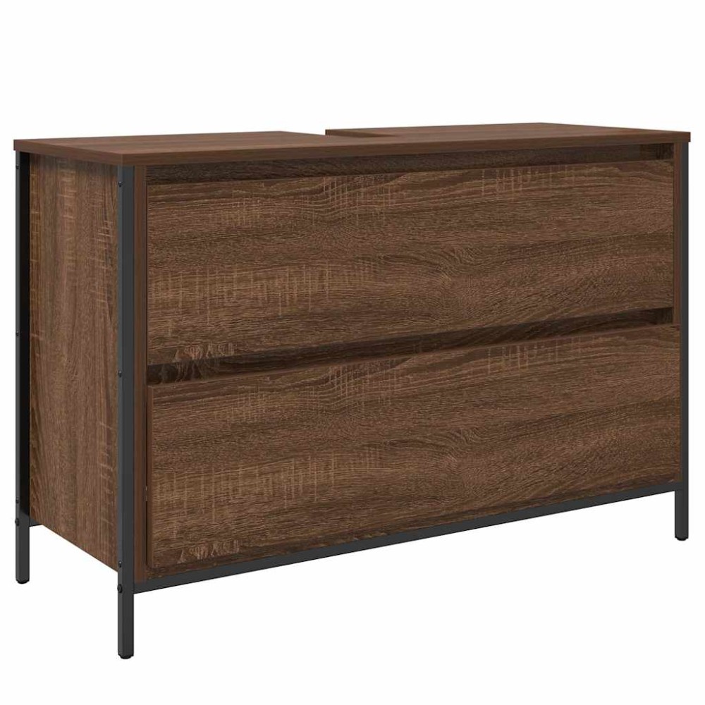 vidaXL Dulap pentru baie cu sertare, stejar maro, 90x34,5x60 cm