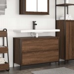 vidaXL Dulap pentru baie cu sertare, stejar maro, 90x34,5x60 cm vidaXL Dulap pentru baie cu sertare, stejar maro, 90x34,5x60 cm