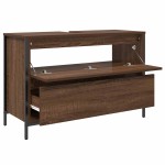 vidaXL Dulap pentru baie cu sertare, stejar maro, 90x34,5x60 cm vidaXL Dulap pentru baie cu sertare, stejar maro, 90x34,5x60 cm