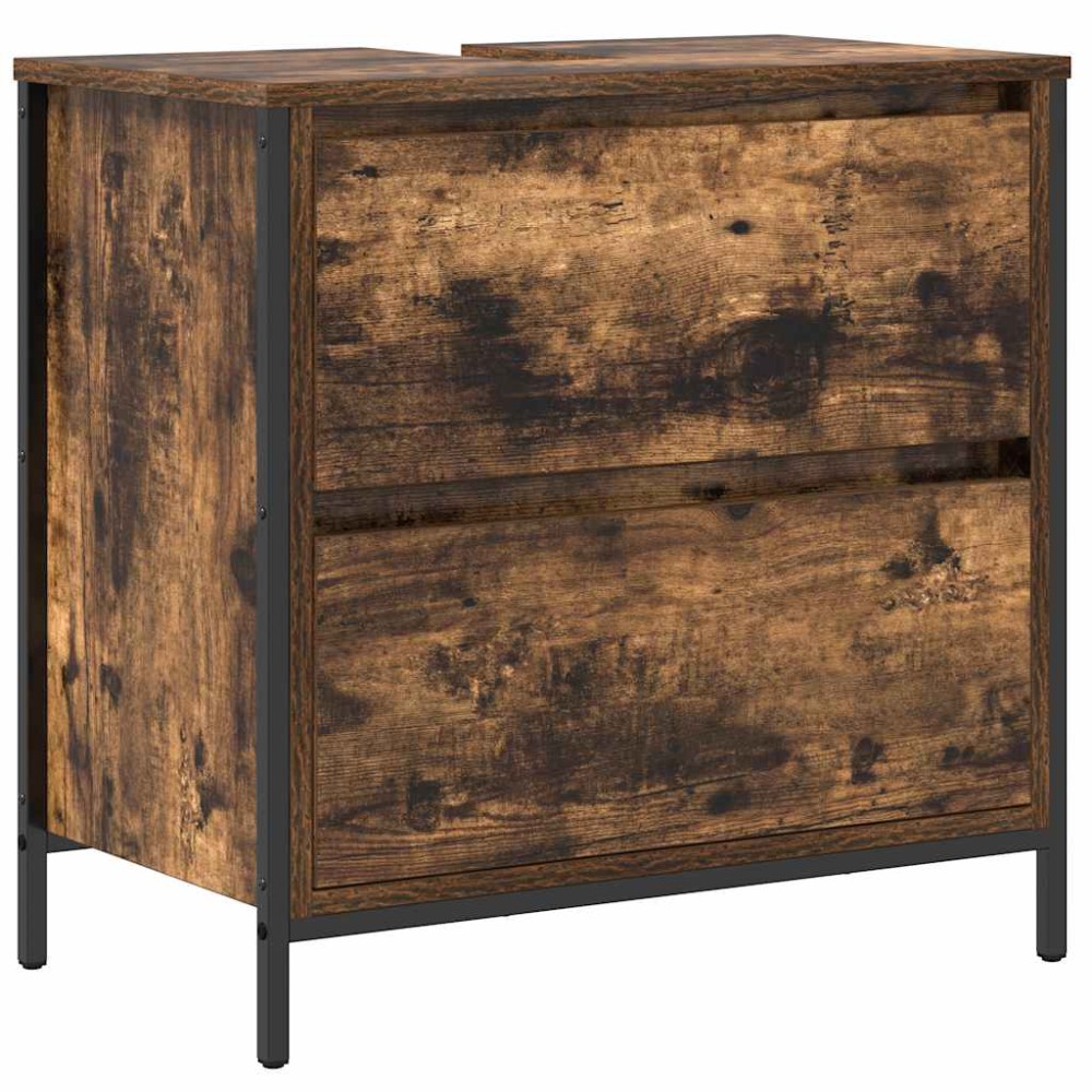 vidaXL Dulap pentru baie cu sertare stejar afumat 60x34,5x60 cm