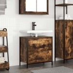 vidaXL Dulap pentru baie cu sertare stejar afumat 60x34,5x60 cm vidaXL Dulap pentru baie cu sertare stejar afumat 60x34,5x60 cm