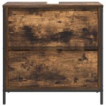 vidaXL Dulap pentru baie cu sertare stejar afumat 60x34,5x60 cm vidaXL Dulap pentru baie cu sertare stejar afumat 60x34,5x60 cm