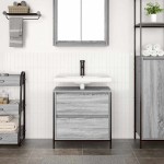 vidaXL Dulap pentru baie cu sertare Gri Sonoma 60x34,5x60 cm vidaXL Dulap pentru baie cu sertare Gri Sonoma 60x34,5x60 cm