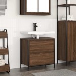 vidaXL Dulap pentru baie cu sertare Stejar maro 60x34,5x60 cm vidaXL Dulap pentru baie cu sertare Stejar maro 60x34,5x60 cm