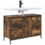 vidaXL Dulap lavoar cu sertare stejar afumat 90x34,5x60 cm vidaXL Dulap lavoar cu sertare stejar afumat 90x34,5x60 cm