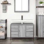 vidaXL Dulap pentru chiuvetă cu sertare Gri Sonoma 90x34,5x60 cm vidaXL Dulap pentru chiuvetă cu sertare Gri Sonoma 90x34,5x60 cm