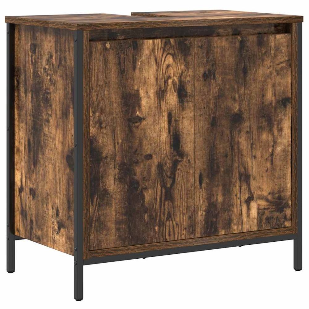 vidaXL Dulap pentru lavoar baie stejar afumat 60x34,5x60 cm
