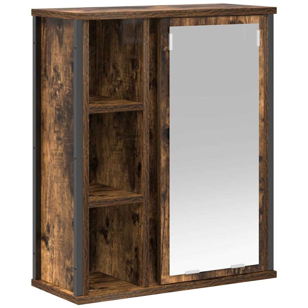 vidaXL Dulap de baie cu oglindă stejar afumat 50x21x60 cm