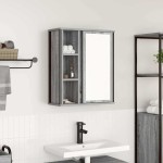 vidaXL Dulap de baie cu oglindă gri Sonoma 50x21x60 cm vidaXL Dulap de baie cu oglindă gri Sonoma 50x21x60 cm