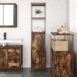 vidaXL Dulap de baie cu rafturi stejar afumat 36x35x165 cm