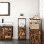 vidaXL Dulap de baie cu rafturi stejar afumat 36x35x95 cm