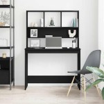 vidaXL Birou cu rafturi, stejar negru, 102x45x148 cm, lemn prelucrat vidaXL Birou cu rafturi, stejar negru, 102x45x148 cm, lemn prelucrat