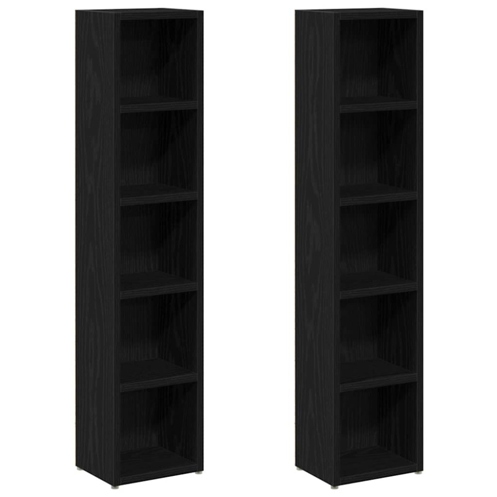 vidaXL Dulapuri CD-uri 2 buc Stejar negru 21x16x93,5 cm Lemn prelucrat
