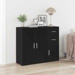 vidaXL Bufetă Stejar negru 91x29,5x75 cm Lemn prelucrat vidaXL Bufetă Stejar negru 91x29,5x75 cm Lemn prelucrat
