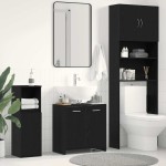 vidaXL Dulap pentru chiuvetă de baie stejar negru lemn prelucrat vidaXL Dulap pentru chiuvetă de baie stejar negru lemn prelucrat